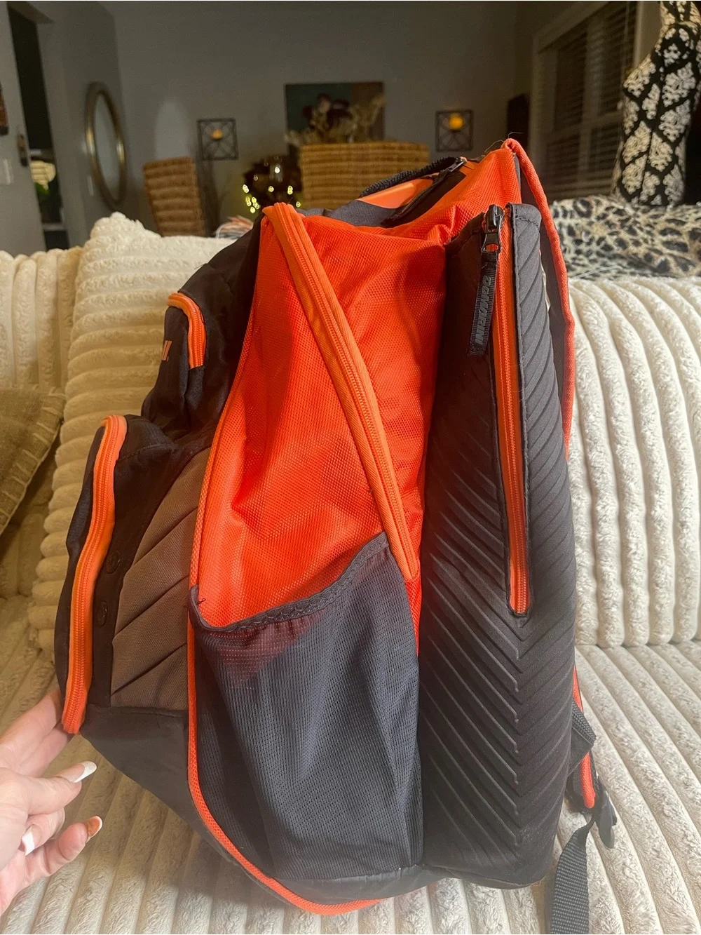 DeMarini Voodoo Baseball Softball Equipment Backpack Black Orange